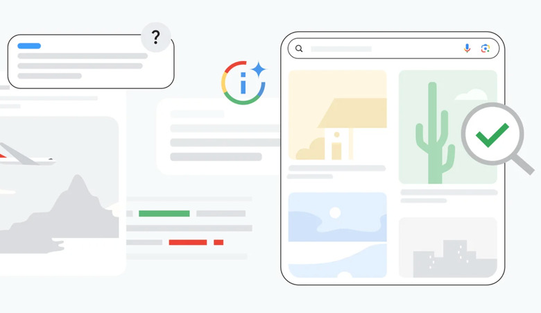 A cartoon depicting Google's new image verification tool.