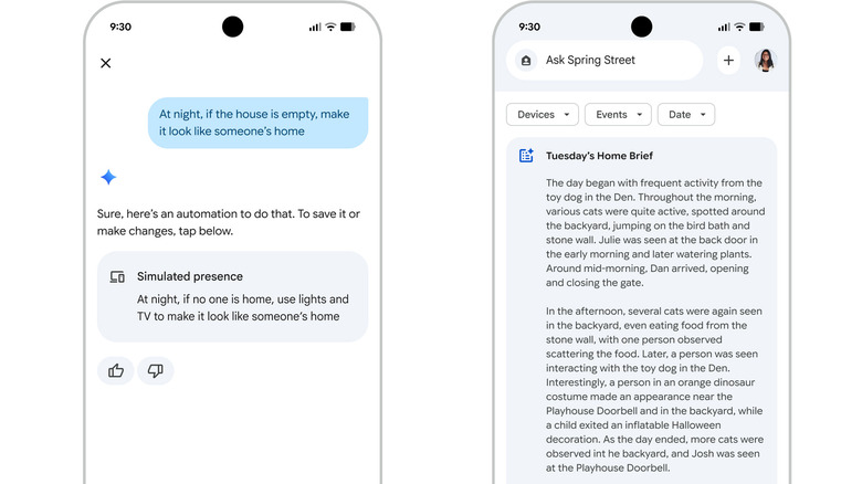 Ask Home (left) and Home Brief