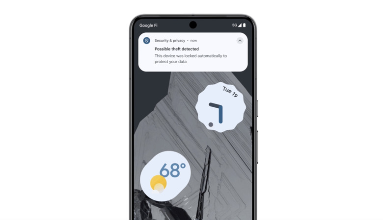 A Pixel phone display showing the message 