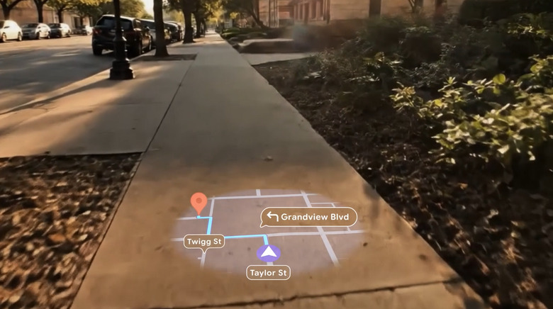 This is how Google Maps will look on Android XR. Note that this is the flat 2D version instead of the more detailed stereoscopic view available on smart glasses with dual displays.