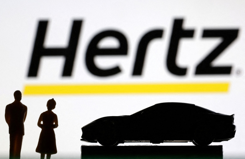 FILE PHOTO: Hertz car rental logo is seen in this illustration taken June 27, 2022. REUTERS/Dado Ruvic/Illustration/File Photo