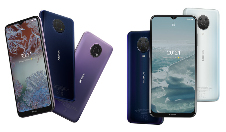 HMD says the Nokia G10 (left) and G20 (right) both offer three-day battery life.