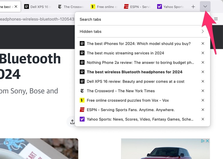 Like other browsers, Firefox lets you quickly search through your open tabs.