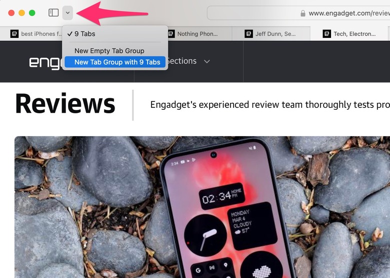 You can click this icon to quickly create a tab group in Safari.