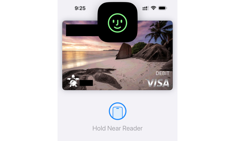 What you'll see on the screen when completing an Apple Pay transaction on an iPhone with Face ID