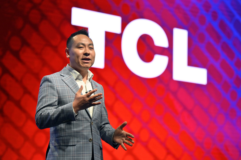 LAS VEGAS, NEVADA - JANUARY 04: TCL North America President Mark Zhang speaks during a TCL press event at CES 2023 at the Mandalay Bay Convention Center on January 04, 2023 in Las Vegas, Nevada. CES, the world's largest annual consumer technology trade show, runs from January 5-8 and features about 3,100 exhibitors showing off their latest products and services to more than 100,000 attendees. (Photo by David Becker/Getty Images)