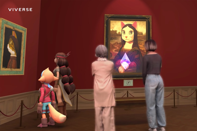 Browsing NFT art in HTC Viverse metaverse