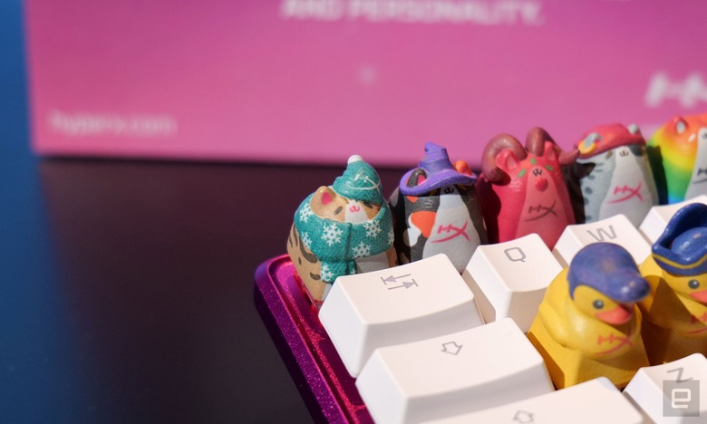 The Cozy Cat (center) will be HyperX's first 3D-printed key cap with potentially more on the way depending on demand.
