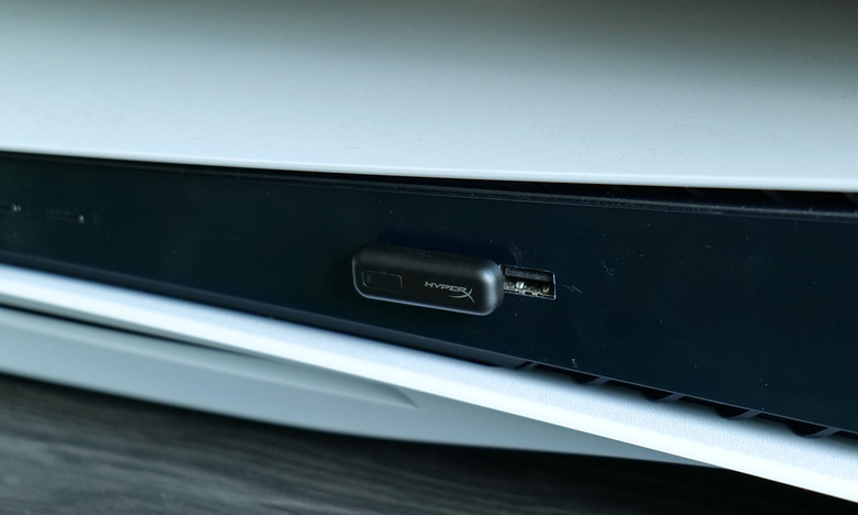 For devices like a PS5, the size of the Cloud Mix Buds' dongle may block other nearby ports. 