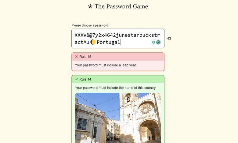 The Password Game screenshot