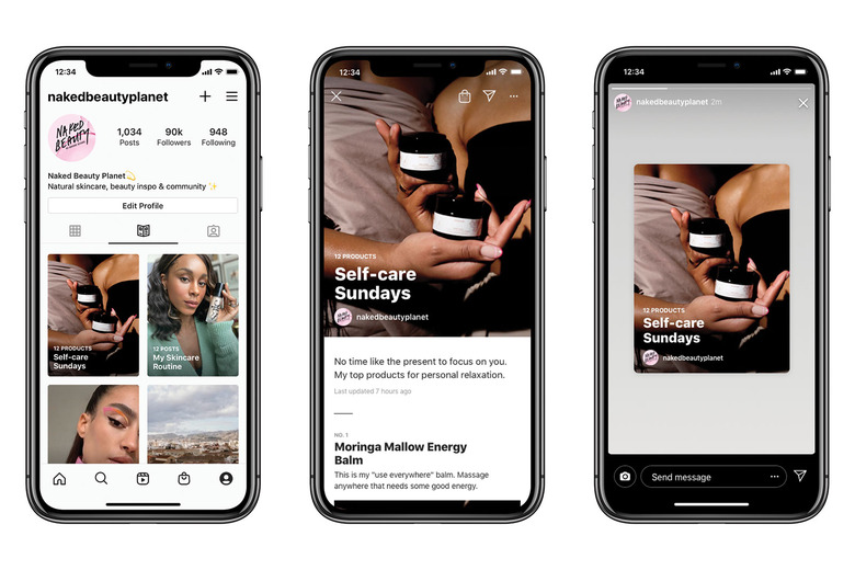 Instagram Guides walking through a beauty care product