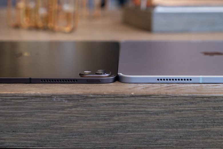 The iPad Pro on the left, next to the iPad Air on the right.