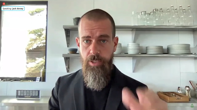 Twitter CEO Jack Dorsey testifies during a remote video hearing held by subcommittees of the U.S. House of Representatives Energy and Commerce Committee on 