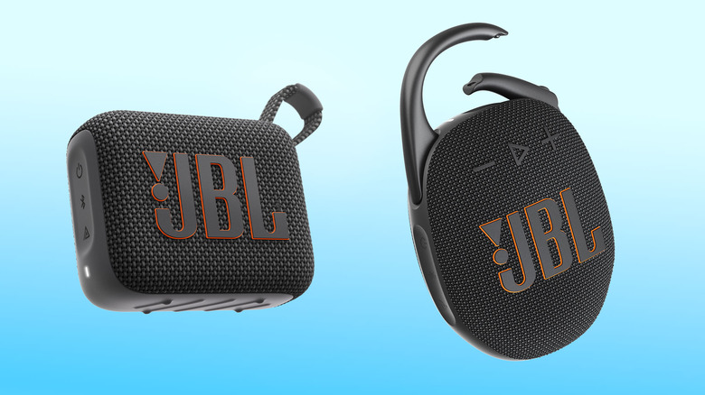 JBL Go 4 (left) and JBL Clip 5.