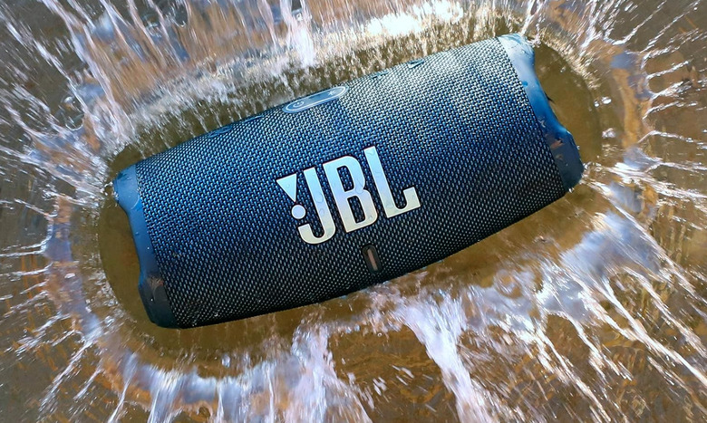 A speaker on the beach. 