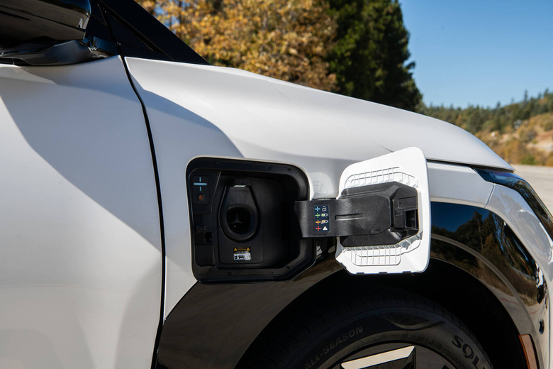 The EV3 has a native NACS charging port on the front passenger side.