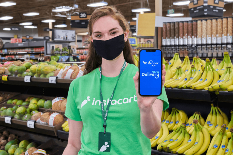 Kroger Delivery Now app on Instacart worker's iPhone