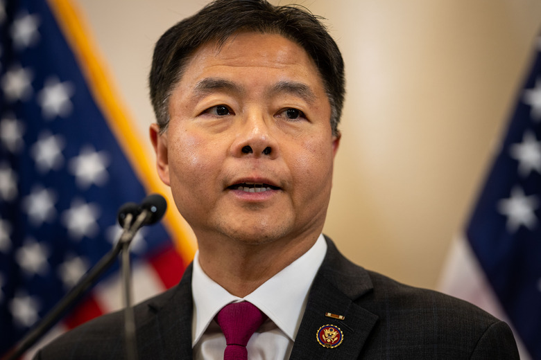 BALTIMORE, MD - MARCH 01: House Democratic Caucus Vice-Chair Rep. Ted Lieu (D-CA) speaks during a news conference at the Hyatt Recency, where House Democrats are holding their Issues Conference on Wednesday, March 1, 2023 in Baltimore, MD.  (Kent Nishimura / Los Angeles Times via Getty Images)