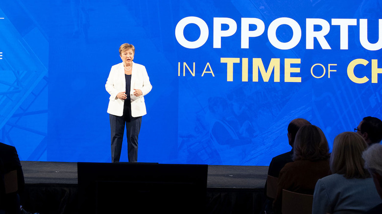 IMF Managing Director Kristalina Georgieva speaking in Washington DC