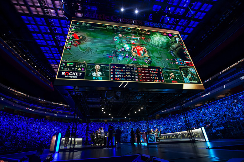 DETROIT, MI - AUGUST 25: The final play to end the game for Team Liquid that defeated Team Cloud9 to win their 4th straight championship during Day-2 of the 2019 LCS Summer Finals at Little Caesars Arena on August 25, 2019 in Detroit, Michigan. Team Liquid defeated Team Cloud9 3-2 in a best of 5 match play to win the North American 2019 League of Legends Championship. (Photo by Dave Reginek/Getty Images)