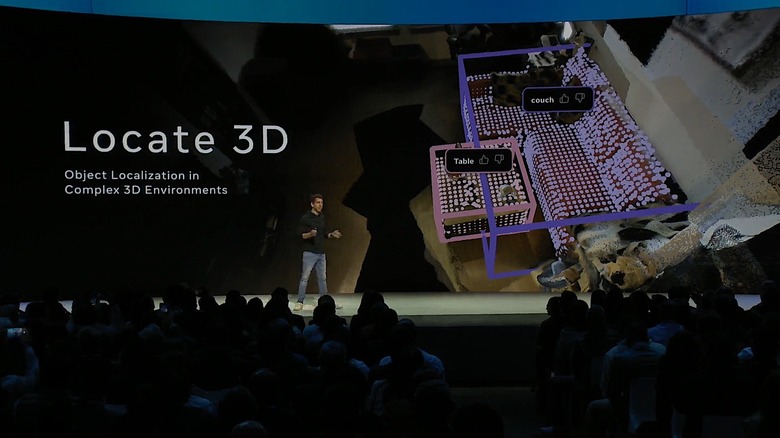 Meta CPO Chris Cox shows off Locate 3D, one of the company's AI-powered solution for detecting objects in 3D environments.