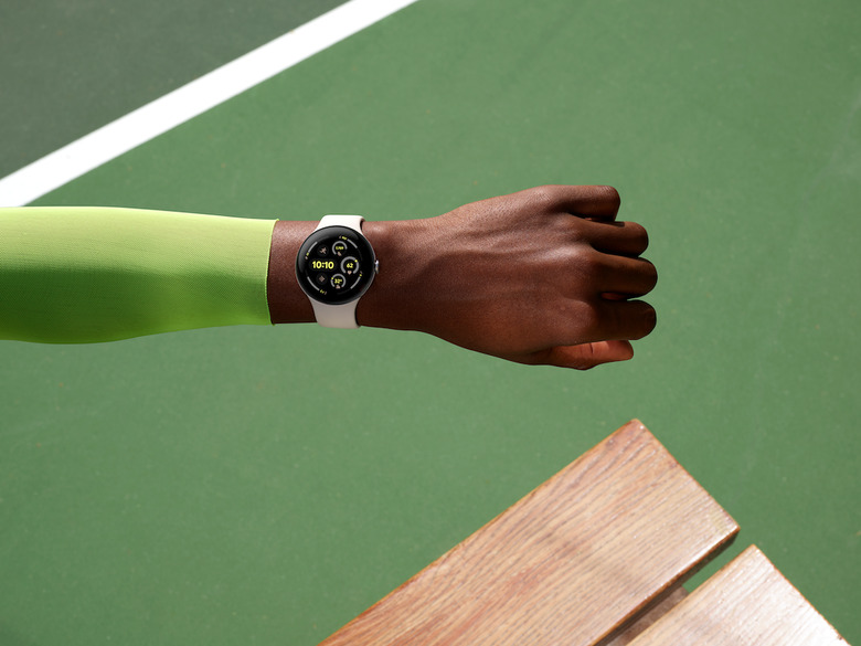 The new Google Pixel Watch 3 on a wrist. 