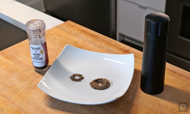 Here's how much more pepper the Pepper Cannon produced despite being cranked the same number of times as a pre-filled grinder. And as you can see, the Pepper Cannon wasn't even using its coarsest setting.