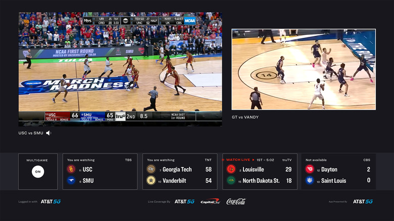 NCAA March Madness Live app multi-game stream.