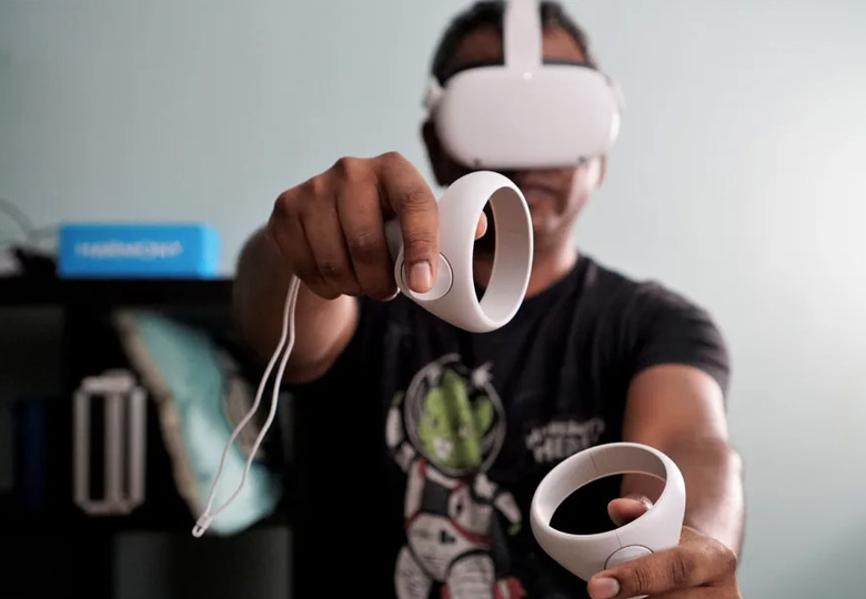 A man using a headset.
