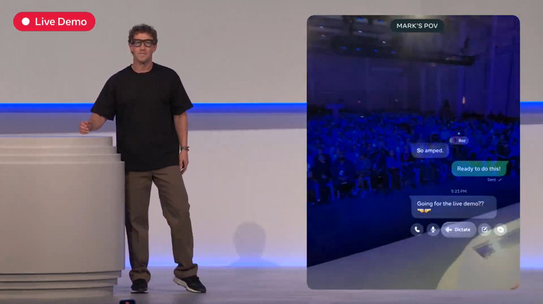Zuck is demoing the new glasses in real-time.