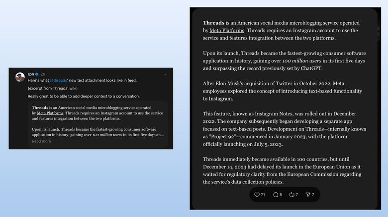 Threads's long-form text.