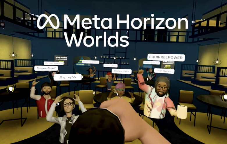A screenshot of Meta Horizon Worlds virtual reality experience.
