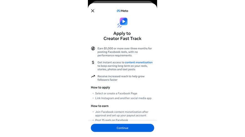 Creators can apply for the new program in Facebook's app.