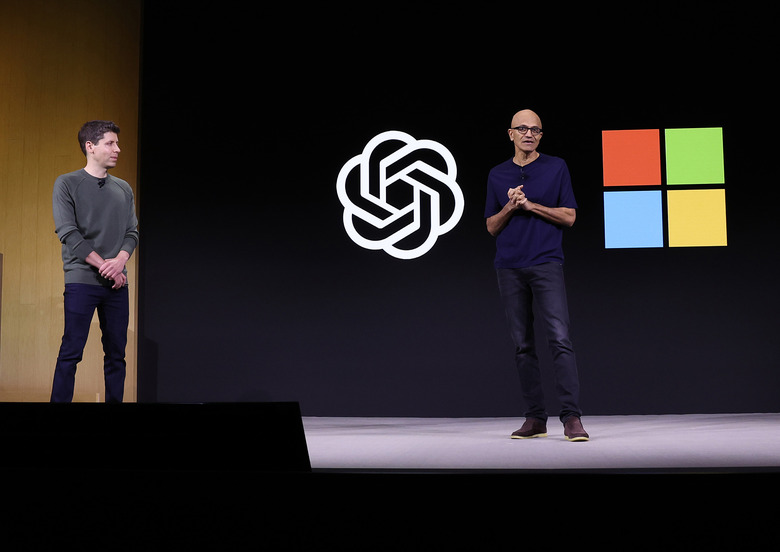 OpenAI CEO Sam Altman and Microsoft CEO Satya Nadella at the first OpenAI DevDay in November 2023.