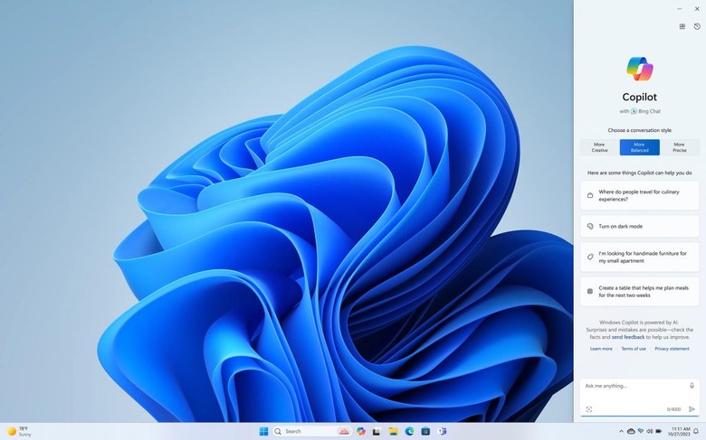 An image of Copilot running on Windows 11. 