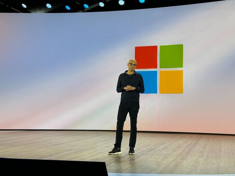 Microsoft CEO Satya Nadella unveils Copilot+ PCs in Redmond.