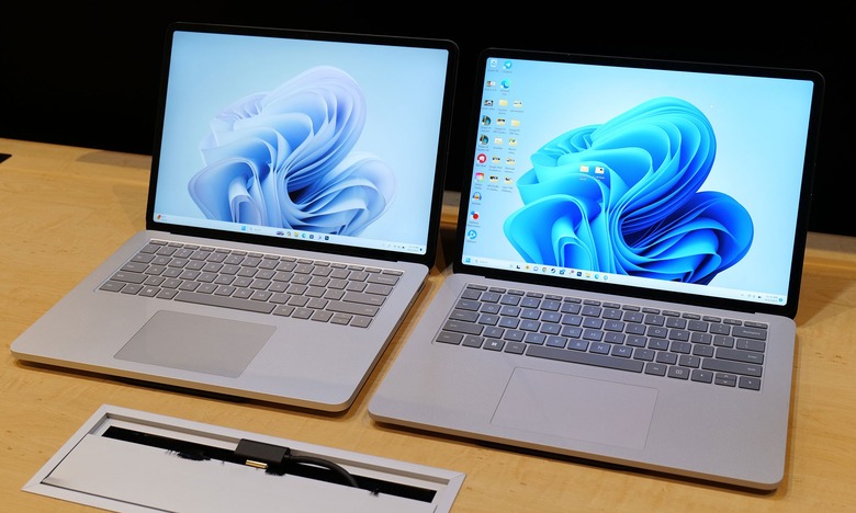 As you can see, Microsoft hasn't messed around much with the new Surface Laptop Studio 2's design (left) when compared to the original (right).