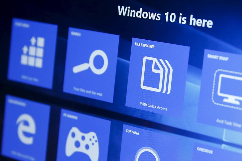 A computer screen shows features of the Windows 10 operating system at the Microsoft store at Roosevelt Field in Garden City, New York July 29, 2015. Microsoft Corp's launch of its first new operating system in almost three years, designed to work across laptops, desktop and smartphones, won mostly positive reviews for its user-friendly and feature-packed interface.REUTERS/Shannon Stapleton