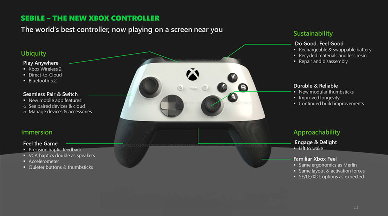 Sebile, a proposed new Xbox controller from a May 2022 slide deck that leaked last year.