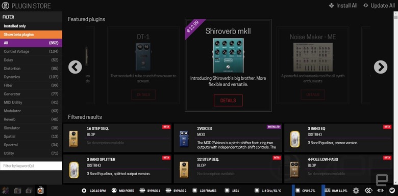 The MOD Duo X plugin store