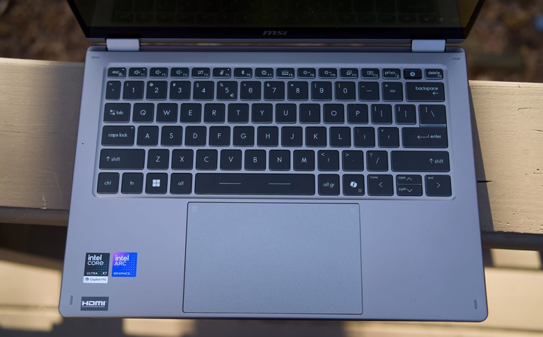 MSI Prestige 14 Flip AI+ keyboard and trackpad
