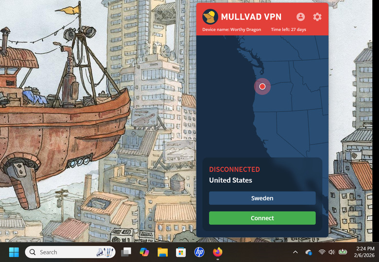 Mullvad on Windows.