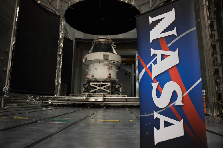 SANDUSKY, OHIO, UNITED STATES - 2020/03/14: The Orion spacecraft seen during the Nasa Unveil event. The spacecraft is the first step in NASAs Artemis Lunar mission; aiming to land the first woman and next man on the moon by 2024. (Photo by Megan Jelinger/SOPA Images/LightRocket via Getty Images)