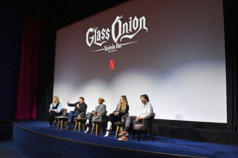 LONDON, ENGLAND - DECEMBER 16: (L to R) Edith Bowman, Rian Johnson, Janelle Monae, Kate Hudson and Ram Bergman attend the screening 