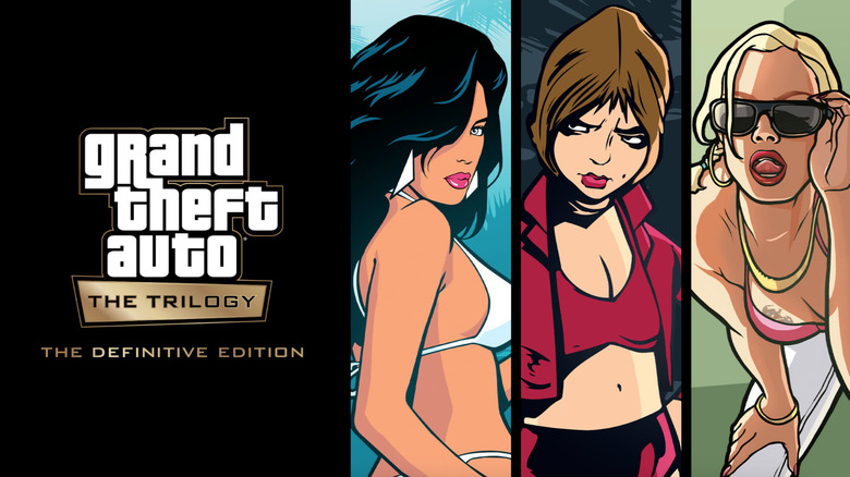 An ad for GTA Trilogy with three scantily clad ladies. 