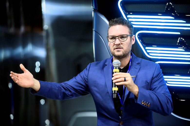 CEO and founder of U.S. Nikola Trevor Milton attends a news conference held to presents its new full-electric and hydrogen fuel-cell battery trucks in partnership with U.S. Nikola, at an event in Turin, Italy, December 3, 2019. REUTERS/Massimo Pinca