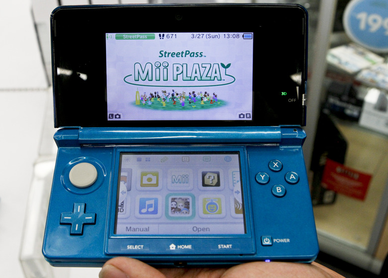 A closeup of the new 3D capable handheld Nintendo 3DS at Toys R Us in Culver City on March 27, 2011