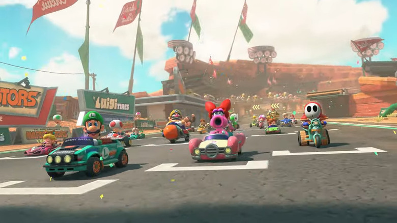 The Nintendo Switch event has kicked off with a Mario Kart intro. (Nintendo)