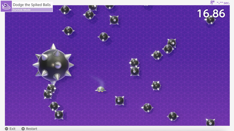 The Nintendo Switch 2 Welcome tour generally consists of tutorials and quizzes about the console along with mini games like this one which requires you to use mouse mode to help the UFO dodge spiky balls.