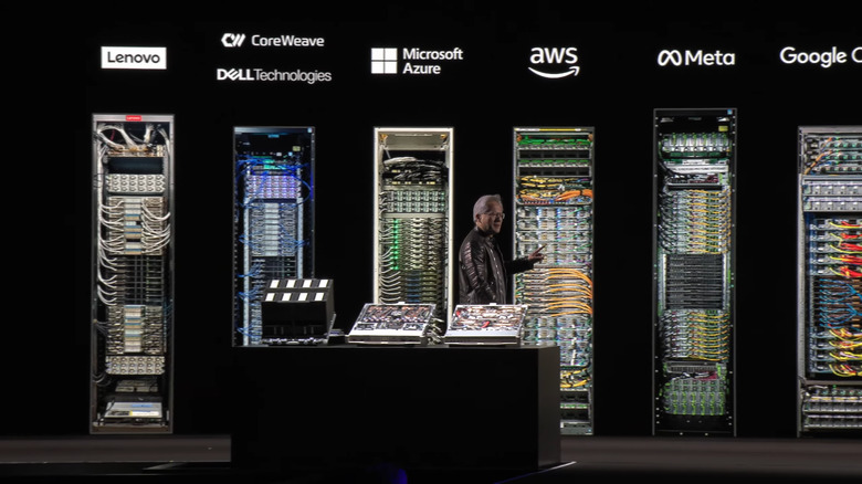 Huang showing Blackwell data centers.